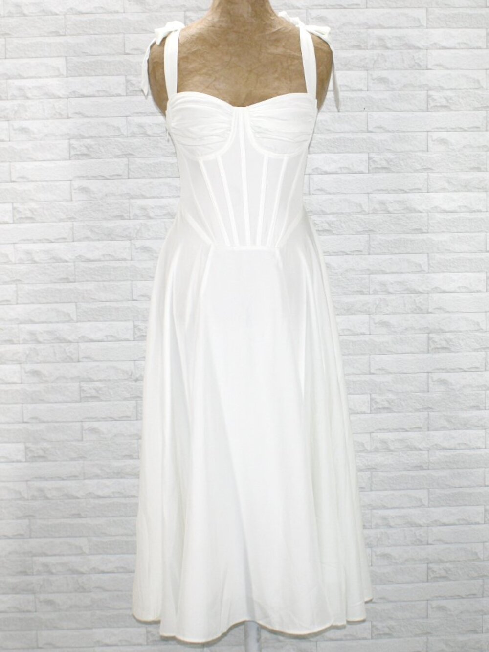 PARTHEA Dress Corset Bustier Lace Up Fit & Flare Summer Party Festival White SM